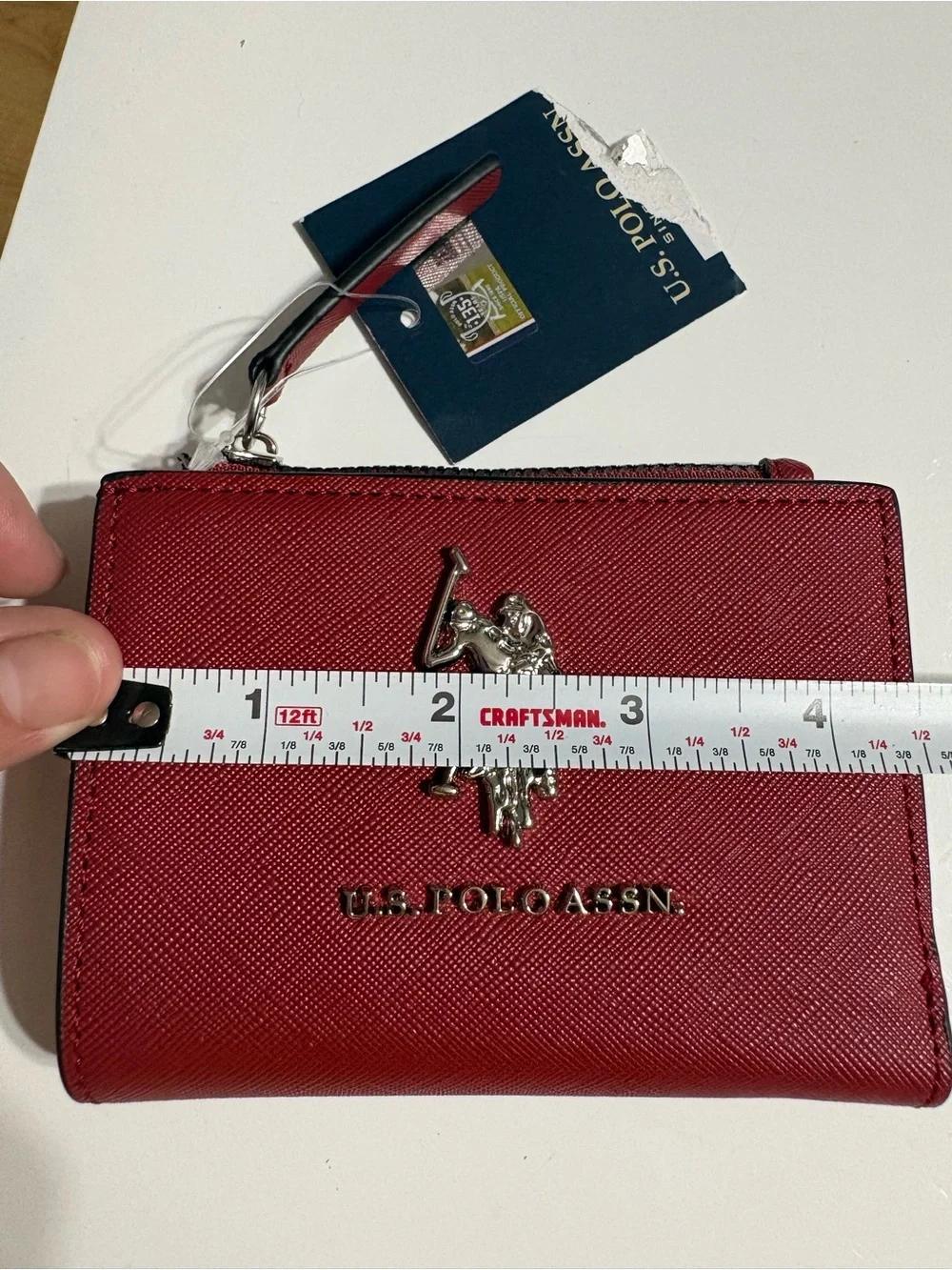 Coach Red Leather Zip Card Case Key Ring